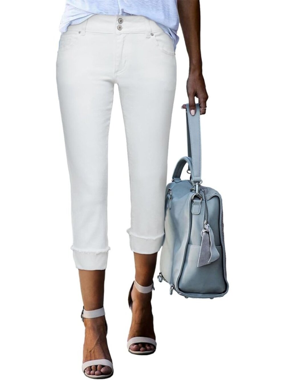 High Waisted Skinny Capri Pants for Women - Cropped Denim Jeans, Stylish Fit